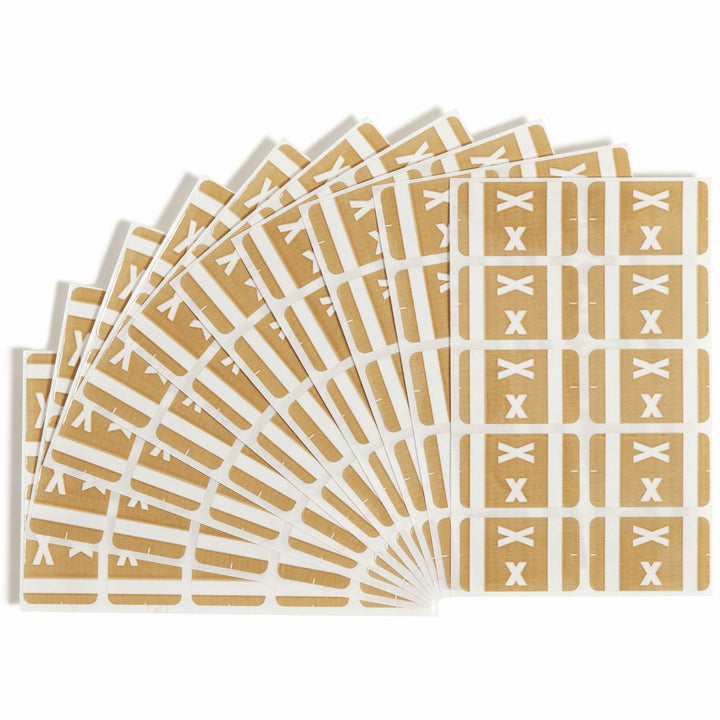 Image of Smead 67194 AlphaZ ACCS Color-Coded Labels, X, x 1" W x 1 5/8" Length, Light Brown, Laminated, 10 / Sheet, 100 / Pack