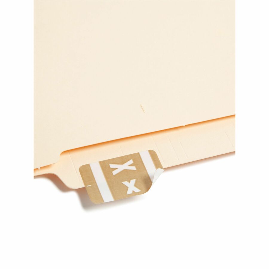 Image of Smead 67194 AlphaZ ACCS Color-Coded Labels, X, x 1" W x 1 5/8" Length, Light Brown, Laminated, 10 / Sheet, 100 / Pack