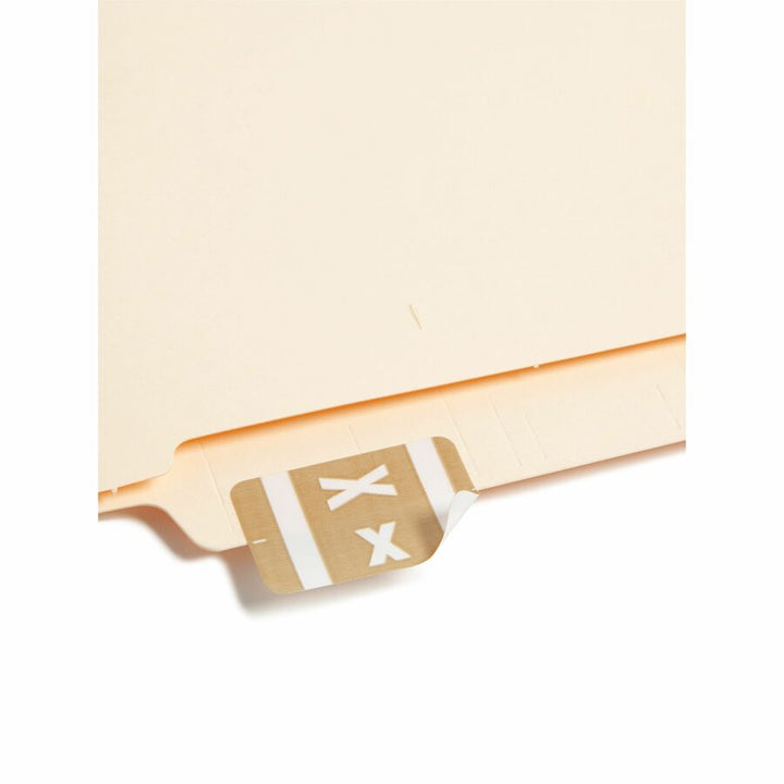 Image of Smead 67194 AlphaZ ACCS Color-Coded Labels, X, x 1" W x 1 5/8" Length, Light Brown, Laminated, 10 / Sheet, 100 / Pack