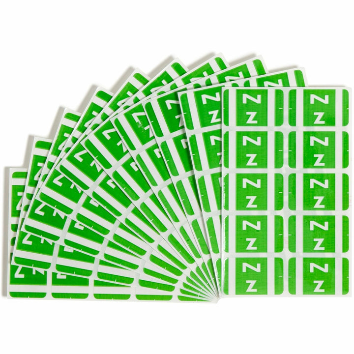 Image of Smead 67196 AlphaZ ACCS Color-Coded Labels, Z, x 1" W x 1 5/8" Length, Light Green, Laminated, 10 / Sheet, 100 / Pack