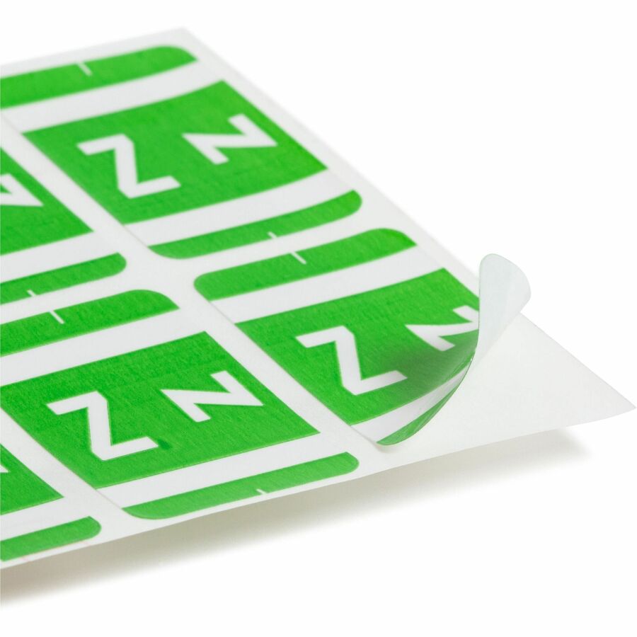 Image of Smead 67196 AlphaZ ACCS Color-Coded Labels, Z, x 1" W x 1 5/8" Length, Light Green, Laminated, 10 / Sheet, 100 / Pack
