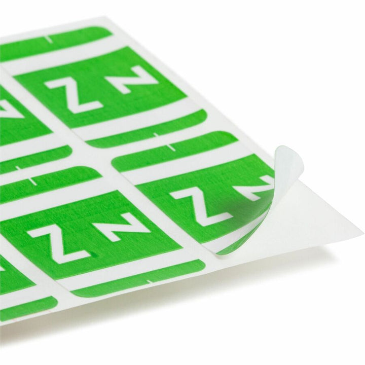 Image of Smead 67196 AlphaZ ACCS Color-Coded Labels, Z, x 1" W x 1 5/8" Length, Light Green, Laminated, 10 / Sheet, 100 / Pack
