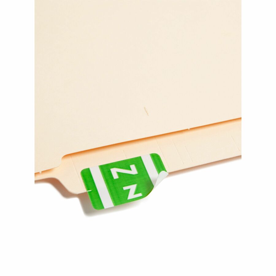 Image of Smead 67196 AlphaZ ACCS Color-Coded Labels, Z, x 1" W x 1 5/8" Length, Light Green, Laminated, 10 / Sheet, 100 / Pack