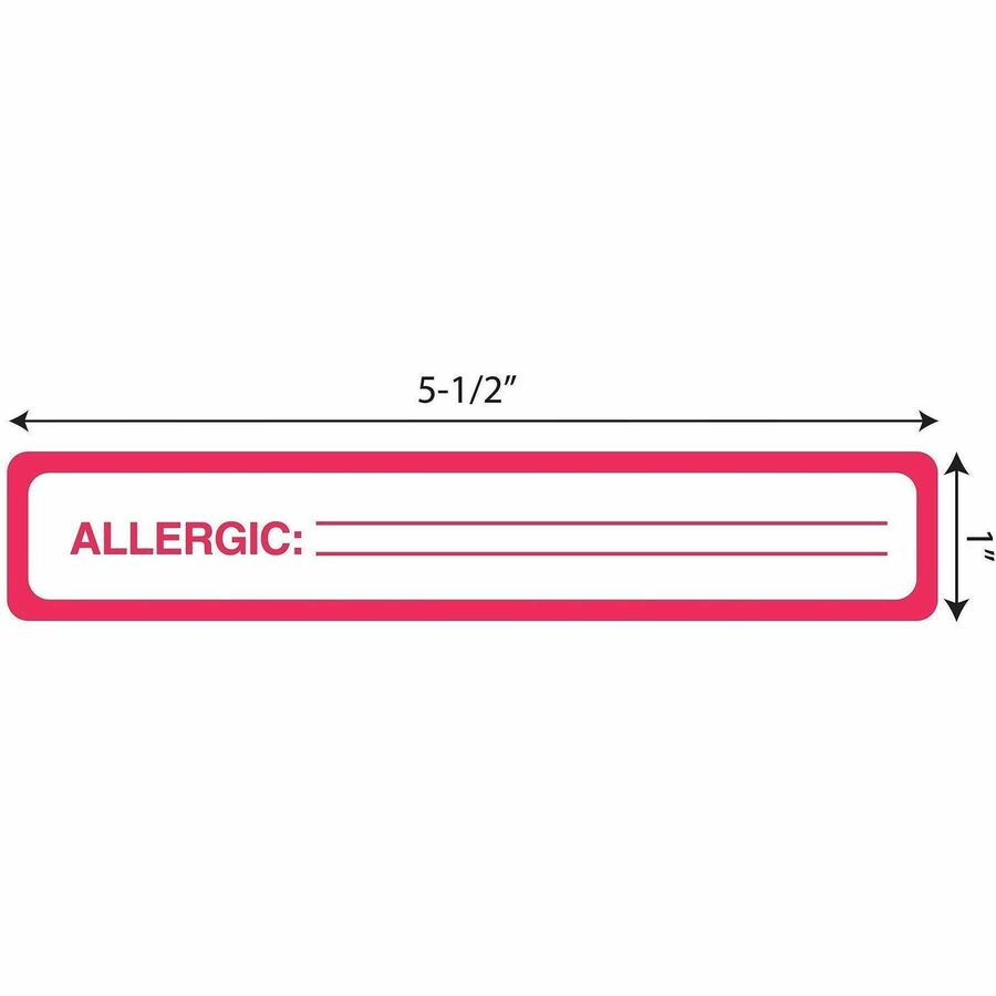 Image of Tabbies® Allergy Label, 5-1/2"x1", 175/Roll, Red