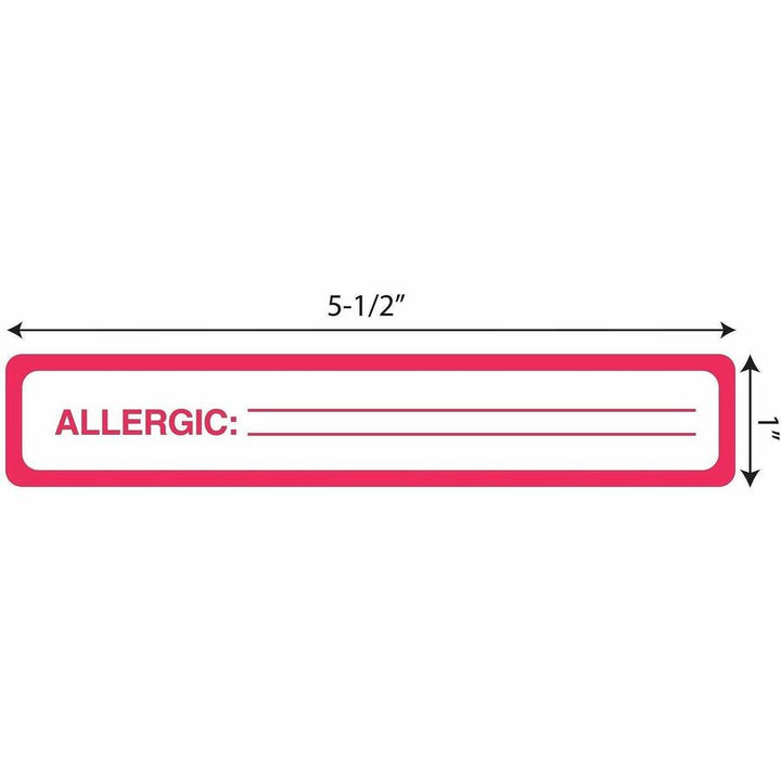 Image of Tabbies® Allergy Label, 5-1/2"x1", 175/Roll, Red