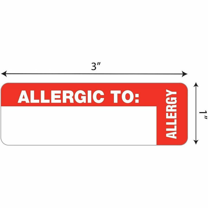 Image of Tabbies® Medical Labels, Allergic To, 1 X 3, White, 500/roll