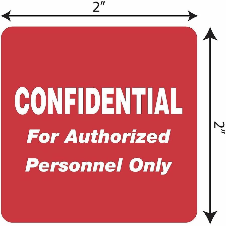 Image of Tabbies® Hipaa Labels, Confidential For Authorized Personnel Only, 2 X 2, Red, 500/roll