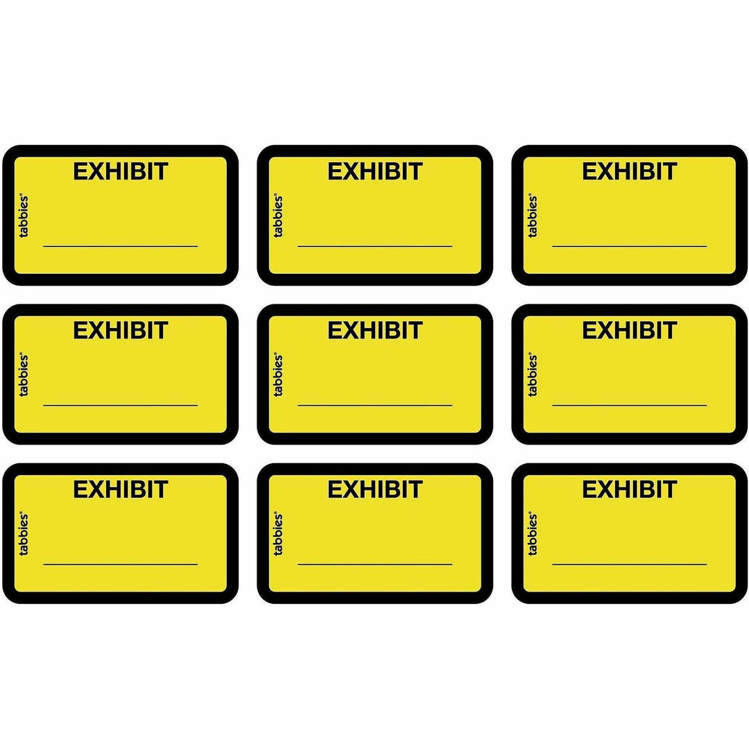 Image of Tabbies® Legal Exhibit Labels, "Exhibit",1-5/8"x1",252/PK,Yellow