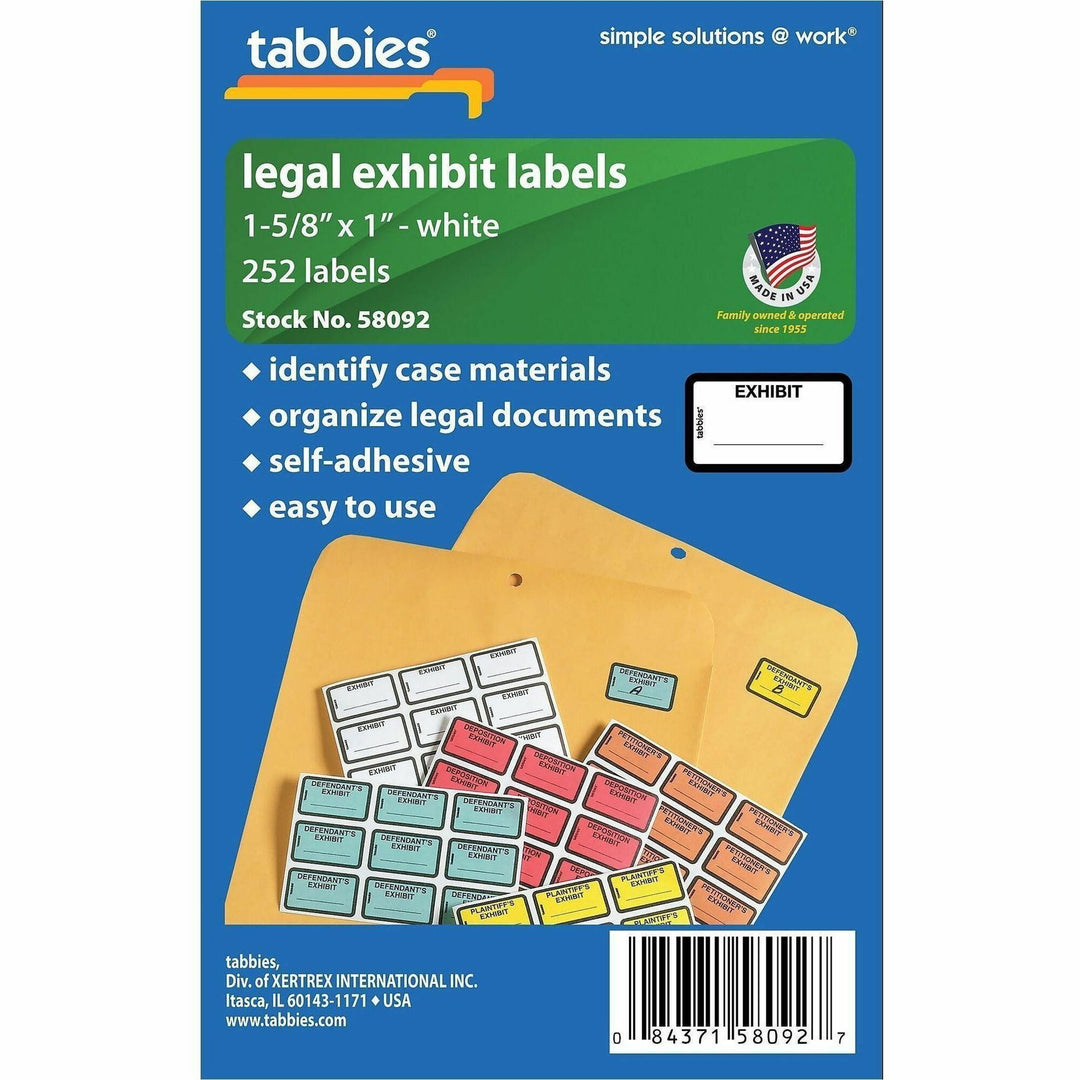 Image of Tabbies® Legal Exhibit Labels, "Exhibit",1-5/8"x1", 252/PK,White