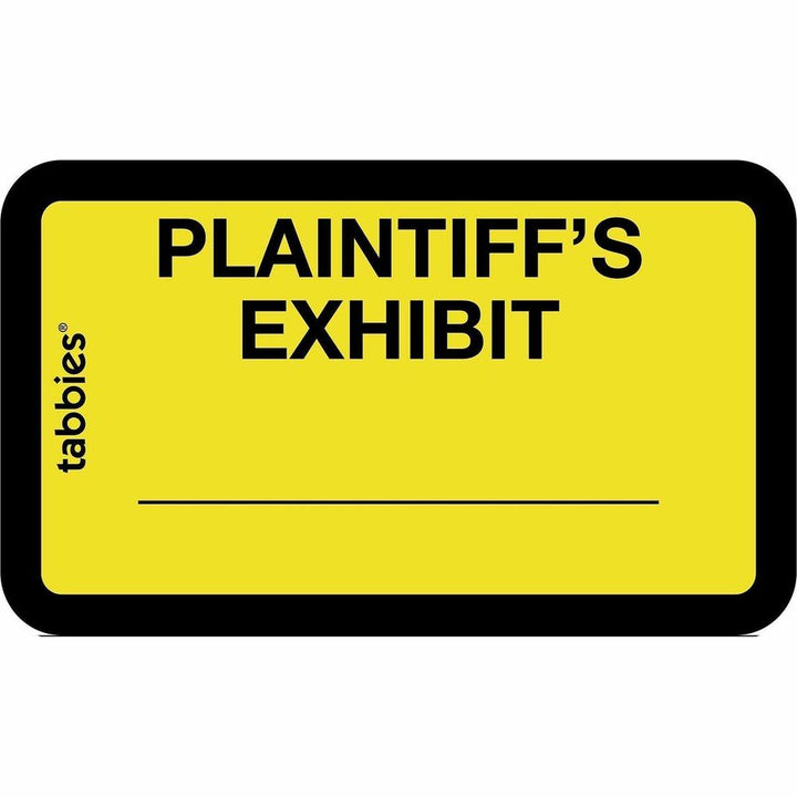 Image of Tabbies® Legal Exhibit Labels, "Plaintiff's", 1-5/8"x1",252/PK,Yellow