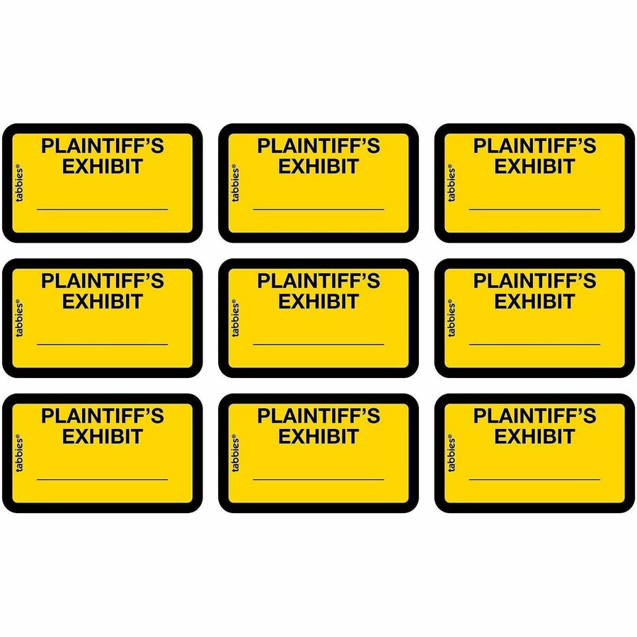 Image of Tabbies® Legal Exhibit Labels, "Plaintiff's", 1-5/8"x1",252/PK,Yellow