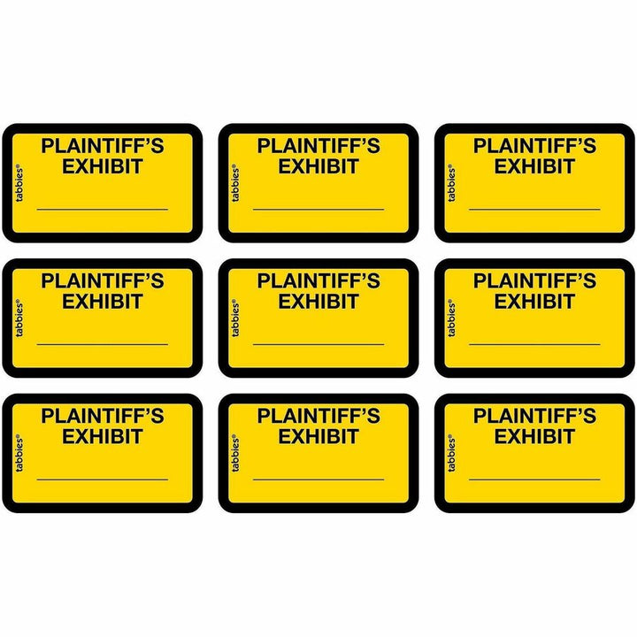 Image of Tabbies® Legal Exhibit Labels, "Plaintiff's", 1-5/8"x1",252/PK,Yellow