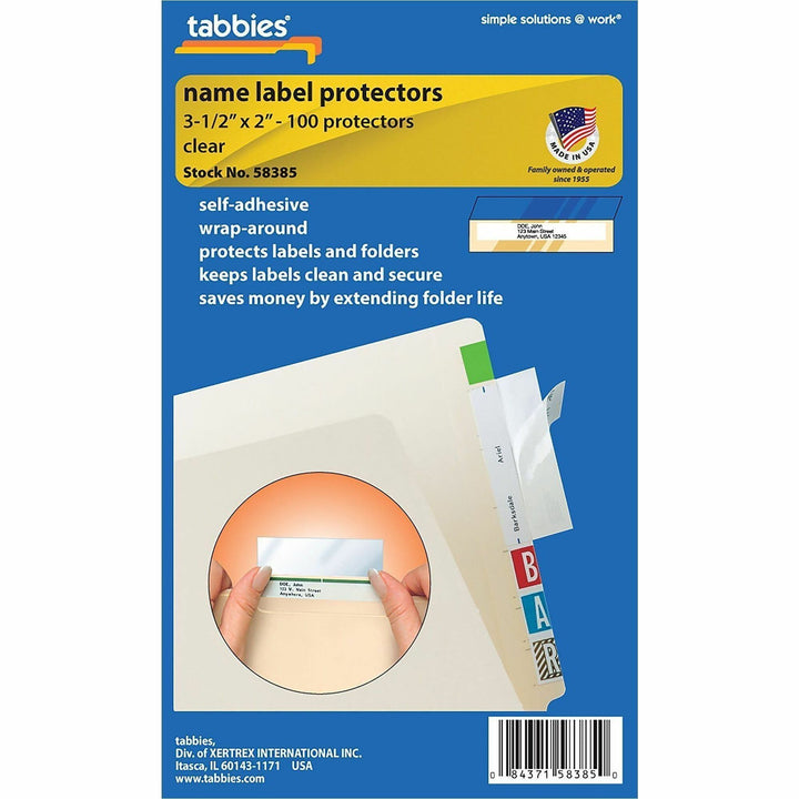 Image of Tabbies® Self Adhesive Label/File Protectors,3-1/2"x2",100/PK,CL