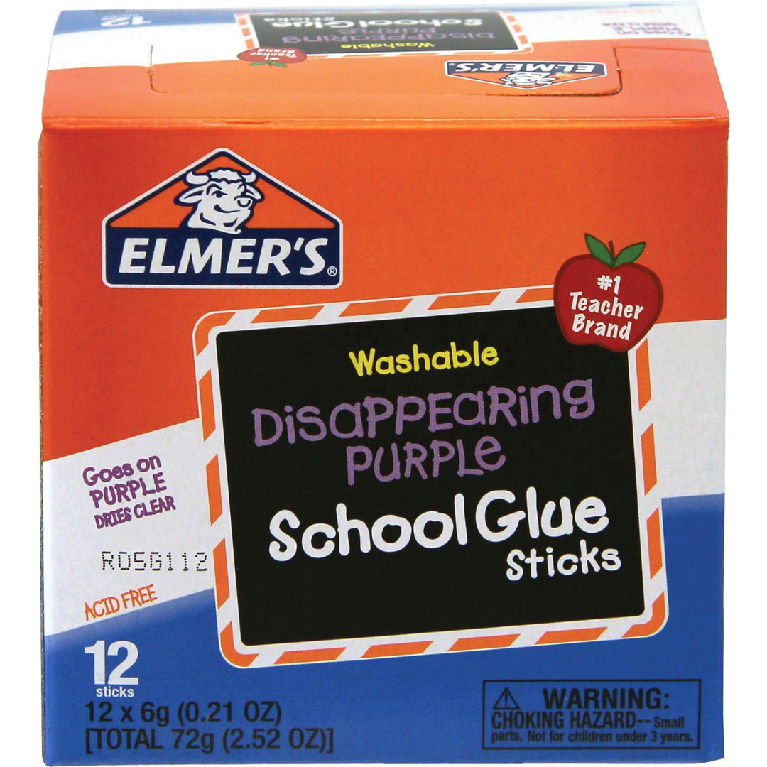 Image of Elmer's® Glue Sticks, 0.21oz, 12/BX, Purple Dries Clear