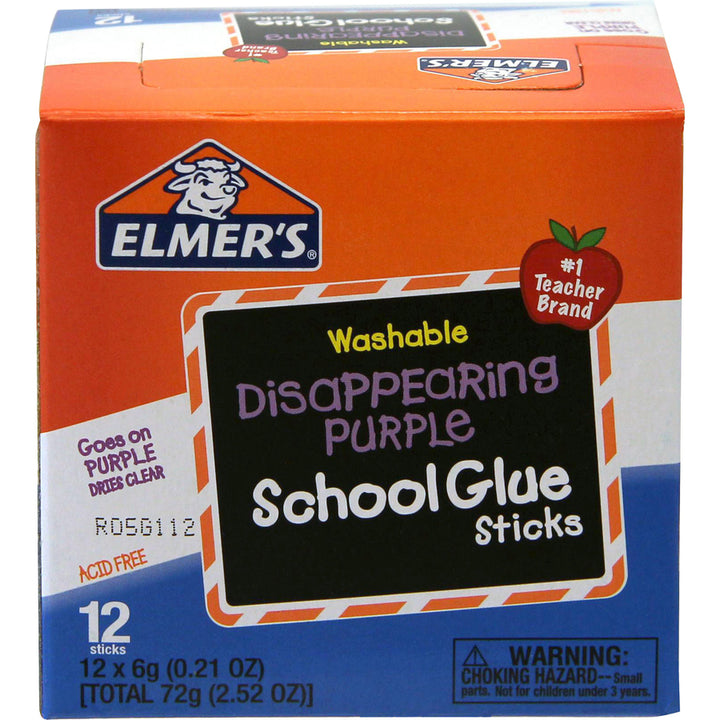 Image of Elmer's® Glue Sticks, 0.21oz, 12/BX, Purple Dries Clear