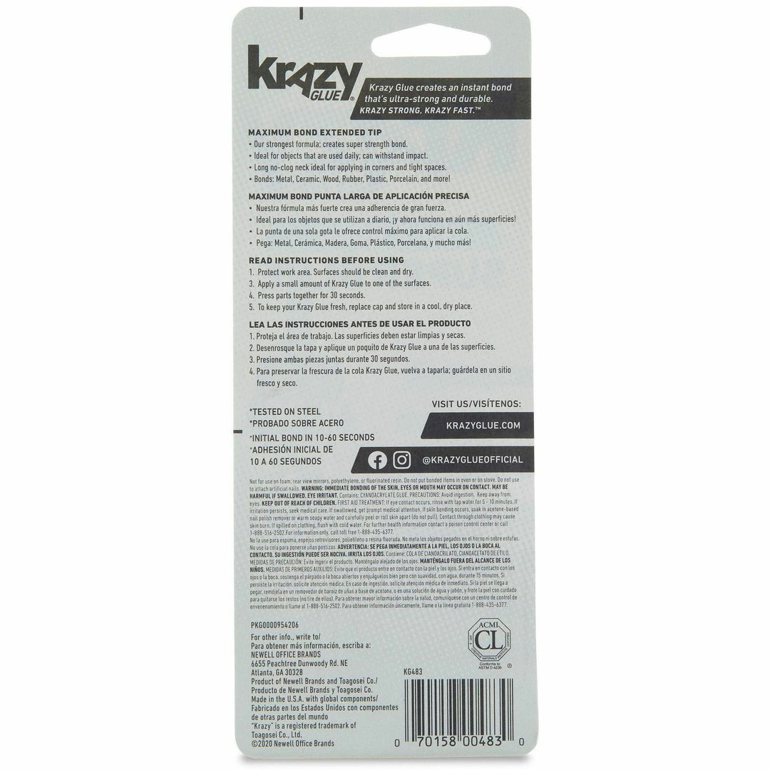 Image of Krazy Glue KG48348MR Extra-Strength Advanced Formula, 0.18 oz, Clear, 1 Each