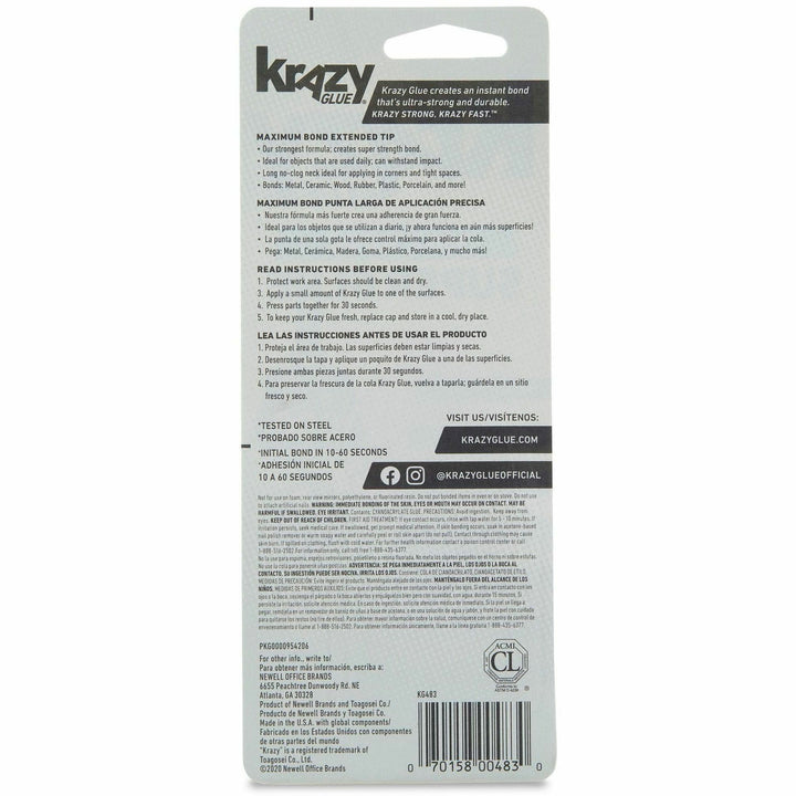 Image of Krazy Glue KG48348MR Extra-Strength Advanced Formula, 0.18 oz, Clear, 1 Each