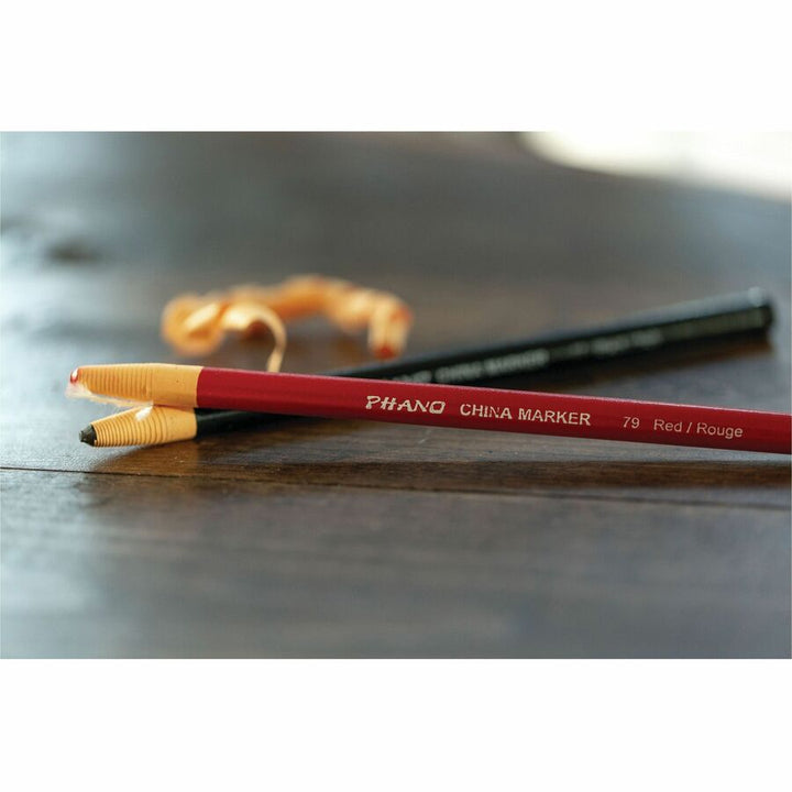 Image of Dixon Industrial 00077 Phano Nontoxic China Markers, Black Lead, Black Barrel, 12 / Dozen