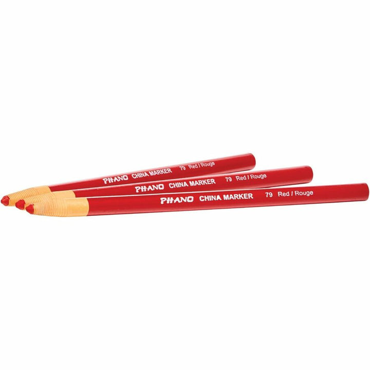 Image of Dixon Industrial 00079 Phano Nontoxic China Markers, Red Lead, Red Barrel, 12 / Dozen