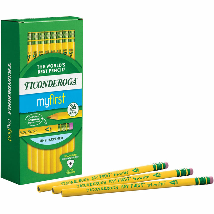 Image of Dixon® Pencil,No 2,Triangular Shape,Beginner W/Eraser,36/BX