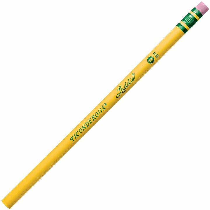 Image of Ticonderoga 13304 Laddie No. 2 Pencils with Erasers, #2, Yellow Barrel, 1 Dozen