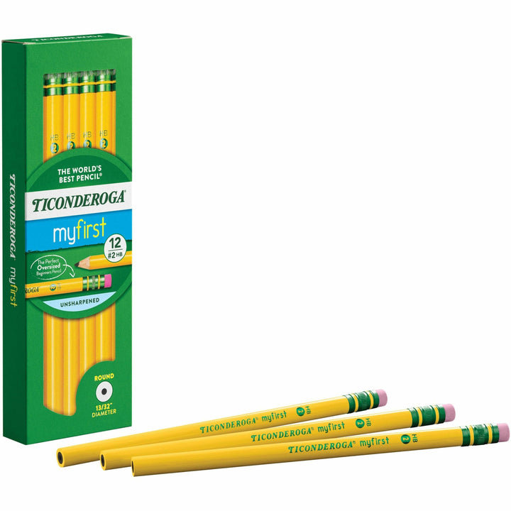 Image of Ticonderoga My First 13308 Beginner No. 2 Pencils with Erasers, #2, Yellow Barrel, 1 Dozen