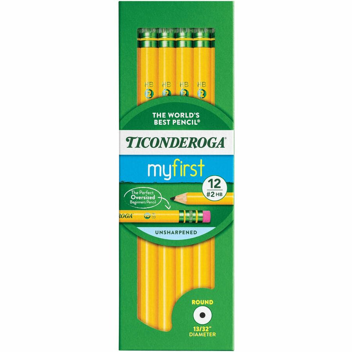Image of Ticonderoga My First 13308 Beginner No. 2 Pencils with Erasers, #2, Yellow Barrel, 1 Dozen
