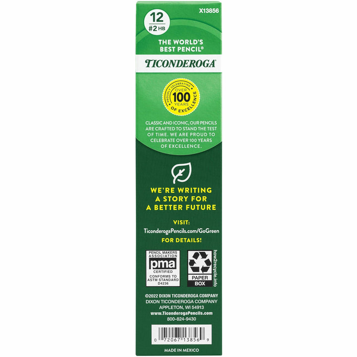 Image of Ticonderoga® Tri-Write Triangular Pencil, Hb (#2), Black Lead, Yellow Barrel, Dozen