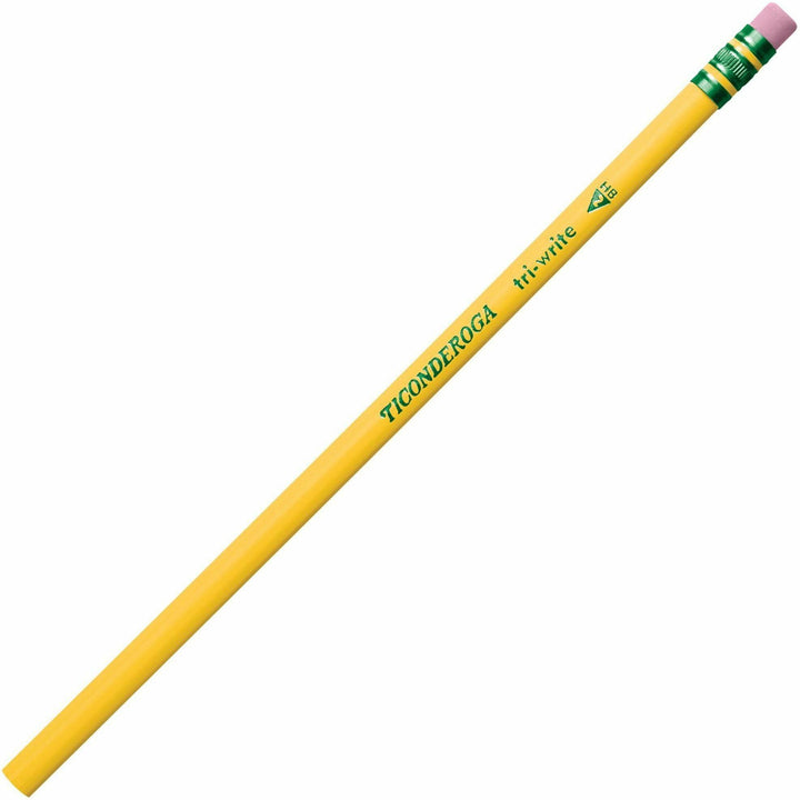 Image of Ticonderoga® Tri-Write Triangular Pencil, Hb (#2), Black Lead, Yellow Barrel, Dozen