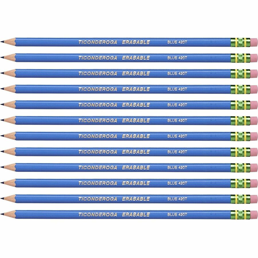 Image of Ticonderoga 14209 Pre-Sharpened Erasable Checking Pencils, Blue Lead, HB, 12 / Dozen