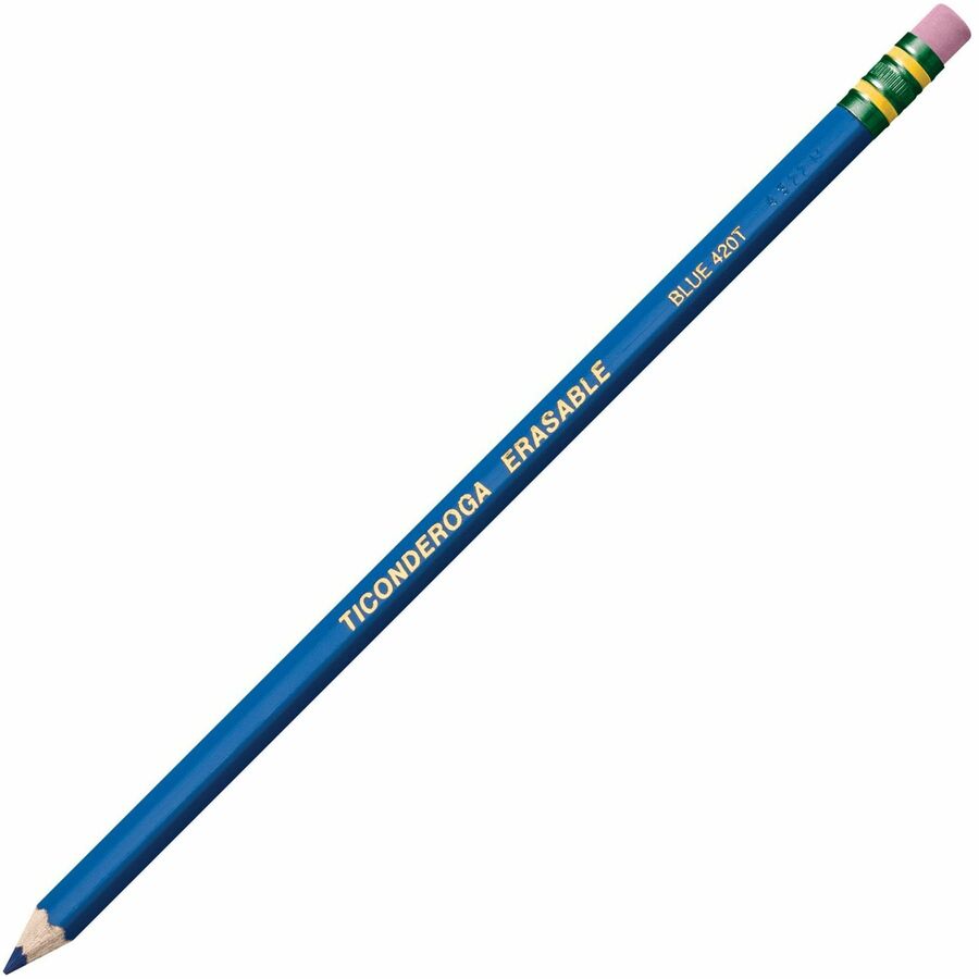 Image of Ticonderoga 14209 Pre-Sharpened Erasable Checking Pencils, Blue Lead, HB, 12 / Dozen
