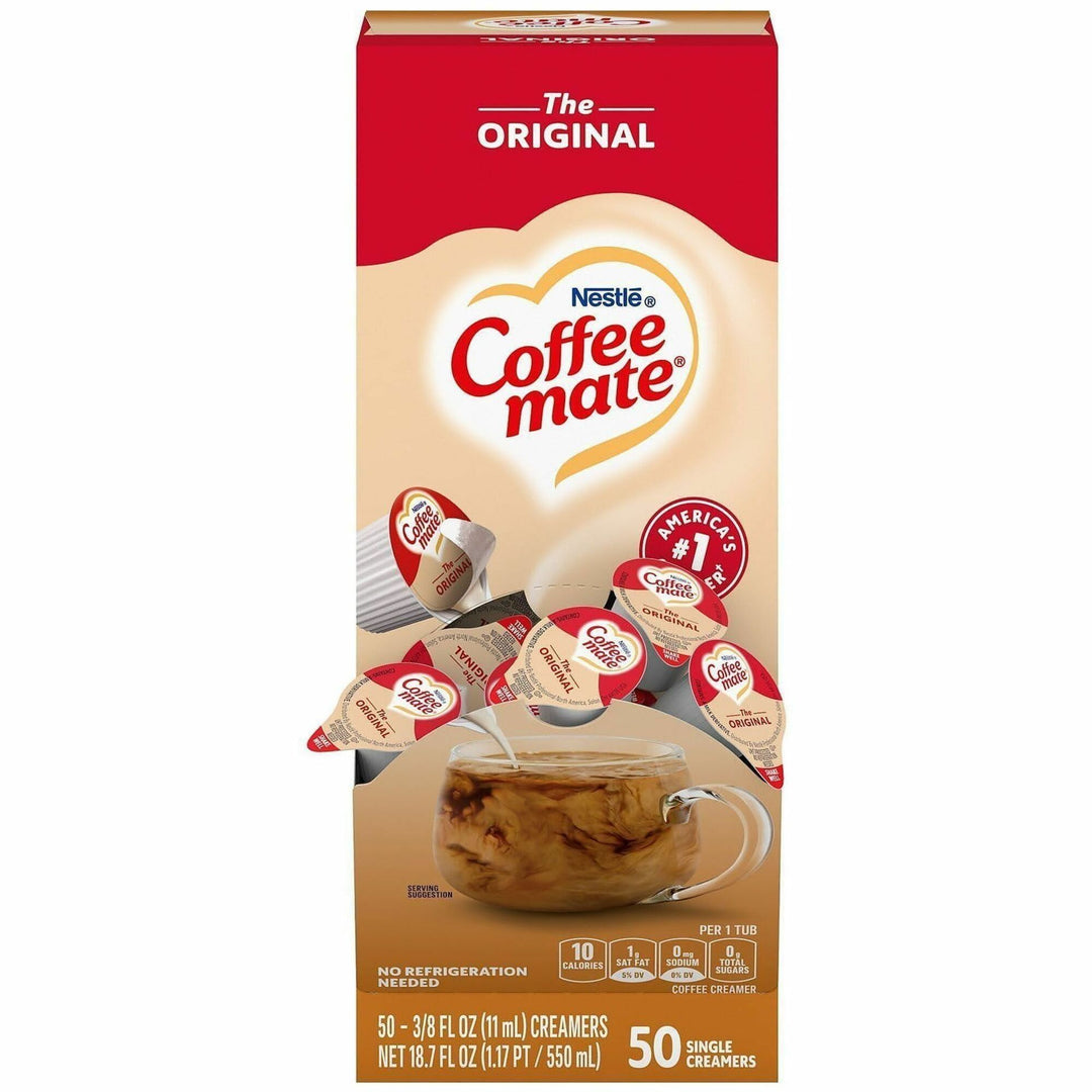 Image of Coffee mate 35110 Original Nondairy Liquid Creamer Singles, Original Flavor, 0.38 fl oz (11 mL), 50 Serving, 50 / Box