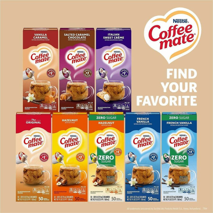 Image of Coffee mate 35110 Original Nondairy Liquid Creamer Singles, Original Flavor, 0.38 fl oz (11 mL), 50 Serving, 50 / Box