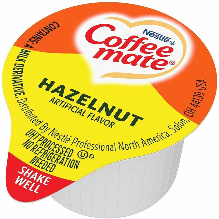Image of Coffee mate 35180 Hazelnut Nondairy Liquid Creamer Singles, Artificial Hazelnut Flavor, 0.38 fl oz (11 mL), 50 Serving, 50 / Box