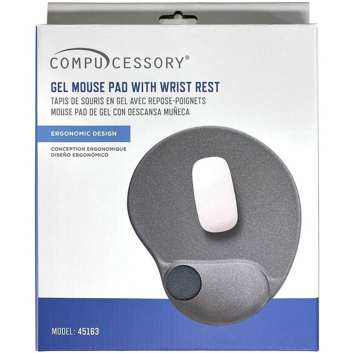 Image of Compucessory Gel Mouse Pad, Wrist Rest, 9"x10"x1", Gray