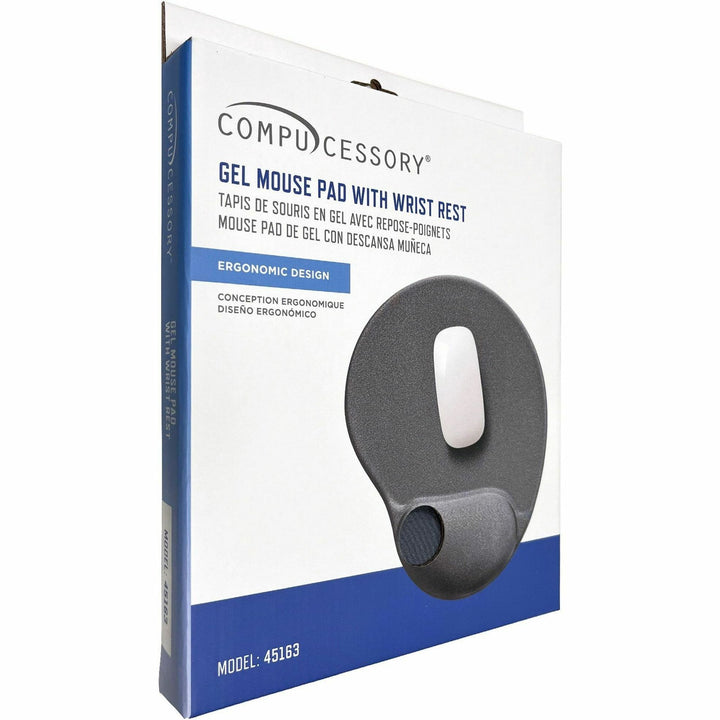 Image of Compucessory Gel Mouse Pad, Wrist Rest, 9"x10"x1", Gray