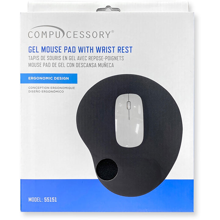 Image of Compucessory Gel Mouse Pad, Wrist Rest, 9"x10"x1", Black