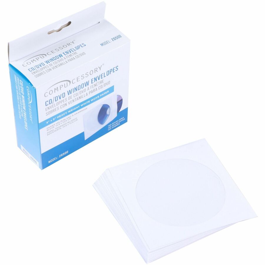 Image of Compucessory CD/DVD Window Envelopes, 5"x5", 100/BX, White