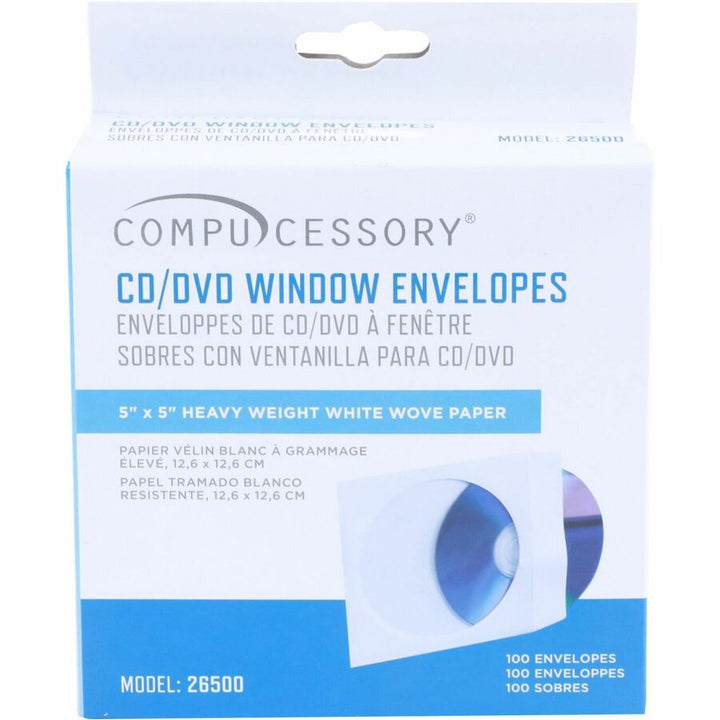 Image of Compucessory CD/DVD Window Envelopes, 5"x5", 100/BX, White