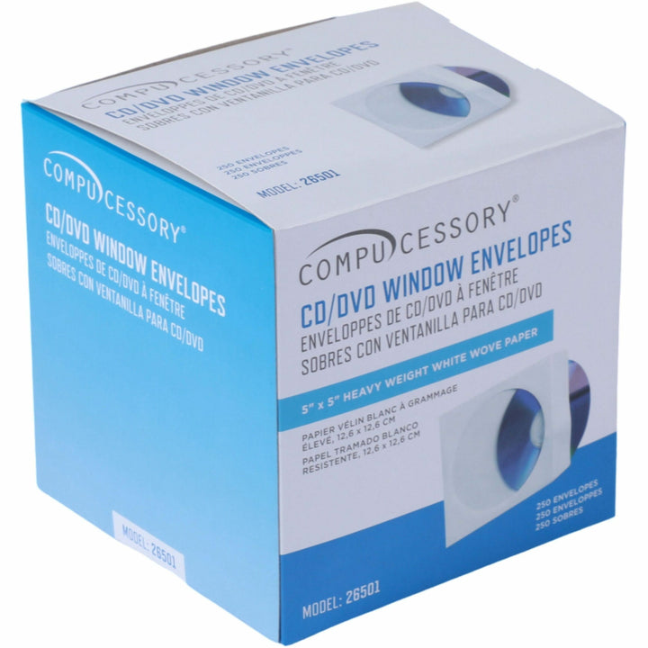 Image of Compucessory CD/DVD Window Envelopes, 5"x5", 250/BX, White