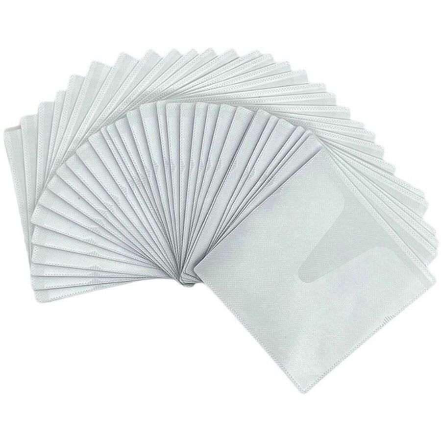 Image of Compucessory 26555 Self-Adhesive Poly CD/DVD Holders, 1 x CD/DVD Capacity, White, Polypropylene, 50 / Pack