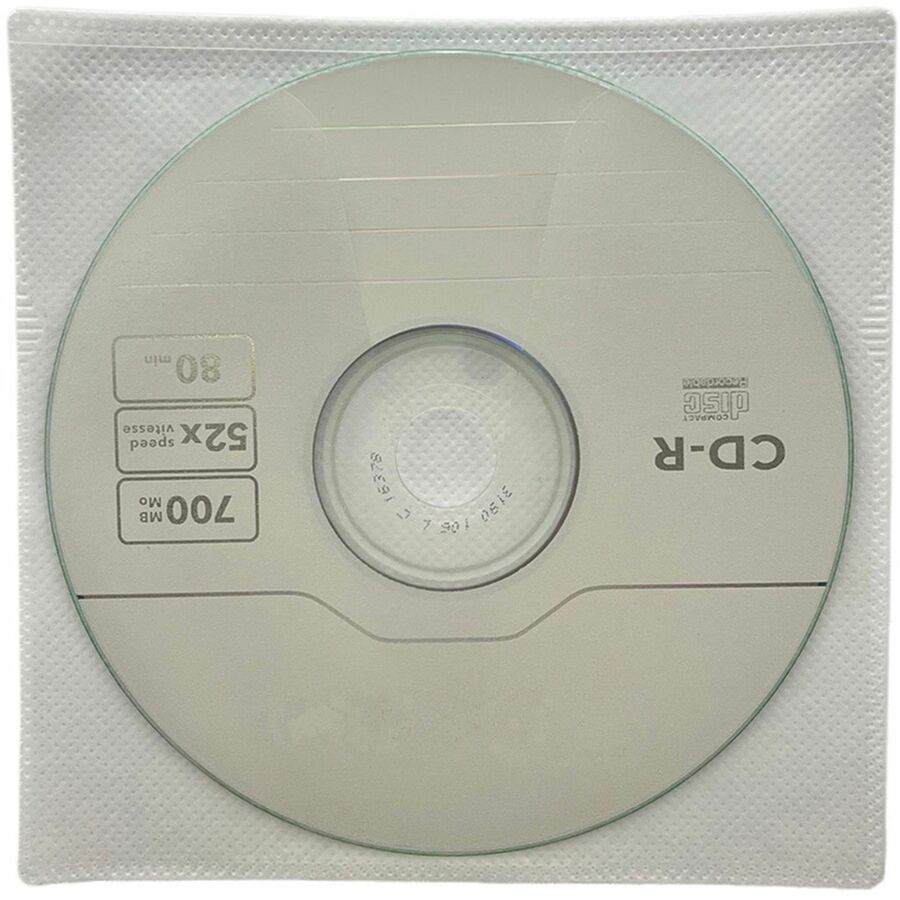 Image of Compucessory 26555 Self-Adhesive Poly CD/DVD Holders, 1 x CD/DVD Capacity, White, Polypropylene, 50 / Pack