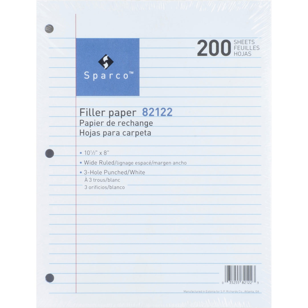 Image of Sparco Filler Paper, Wide-Ruled, 16lb., 10-1/2"x8", 200/PK, WE