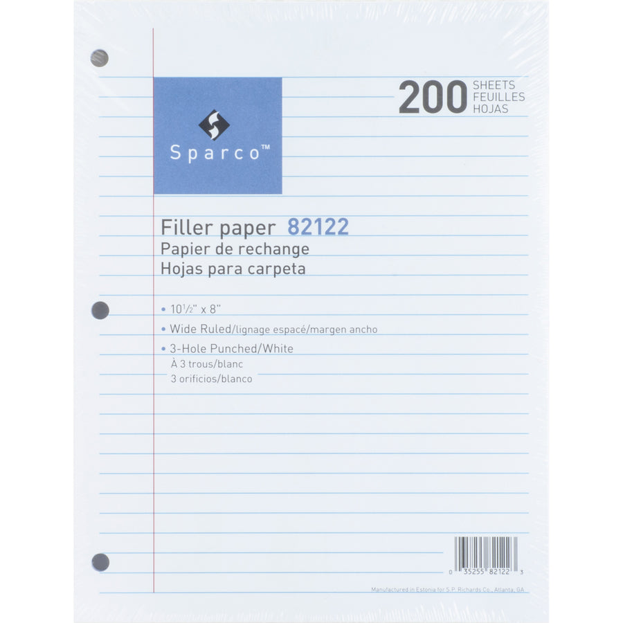 Image of Sparco Filler Paper, Wide-Ruled, 16lb., 10-1/2"x8", 200/PK, WE