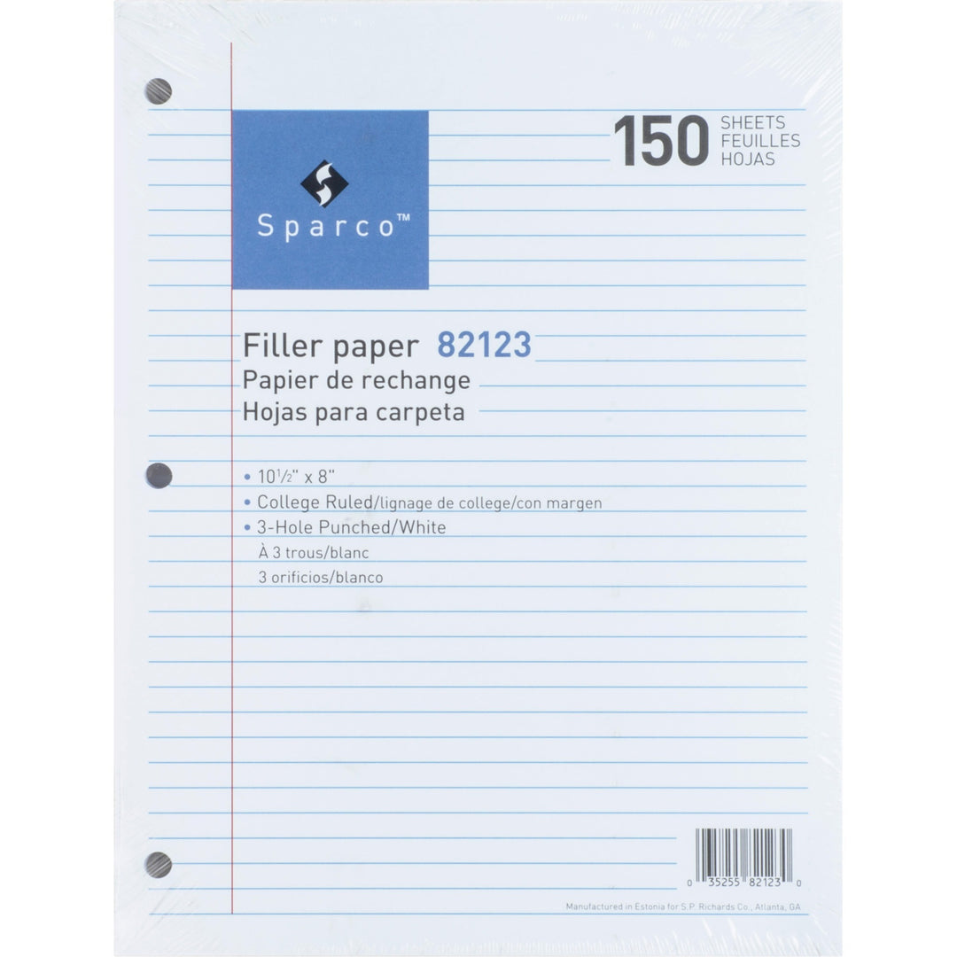 Image of Sparco Filler Paper, College-Ruled, 16lb., 10-1/2"x8", 150/PK, WE