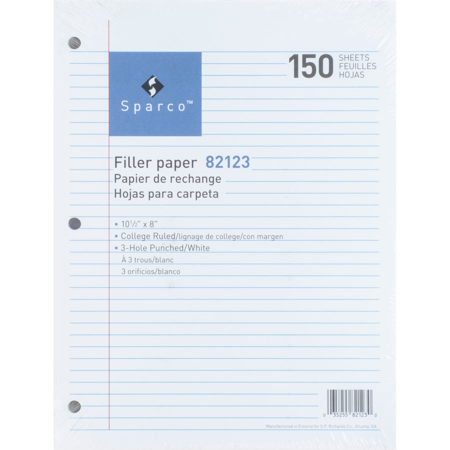 Image of Sparco Filler Paper, College-Ruled, 16lb., 10-1/2"x8", 150/PK, WE
