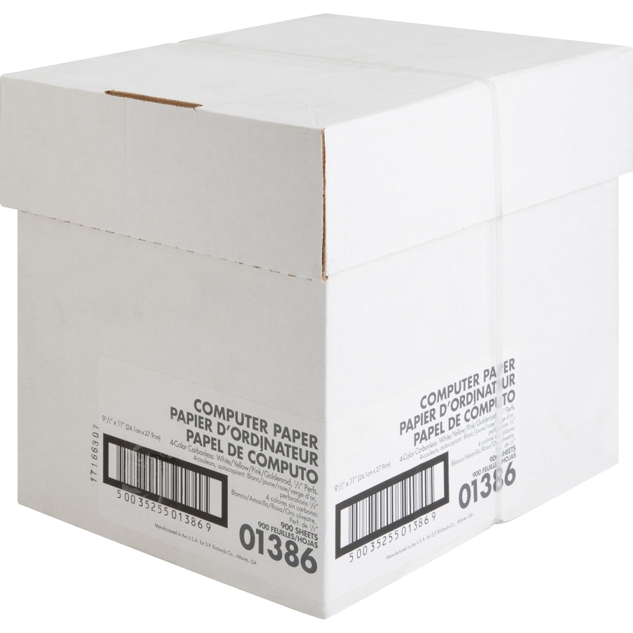 Image of Sparco Computer Ppr,Multipart,4-Parts,9-1/2"x11",900/CT,WE/YW/PK/GD