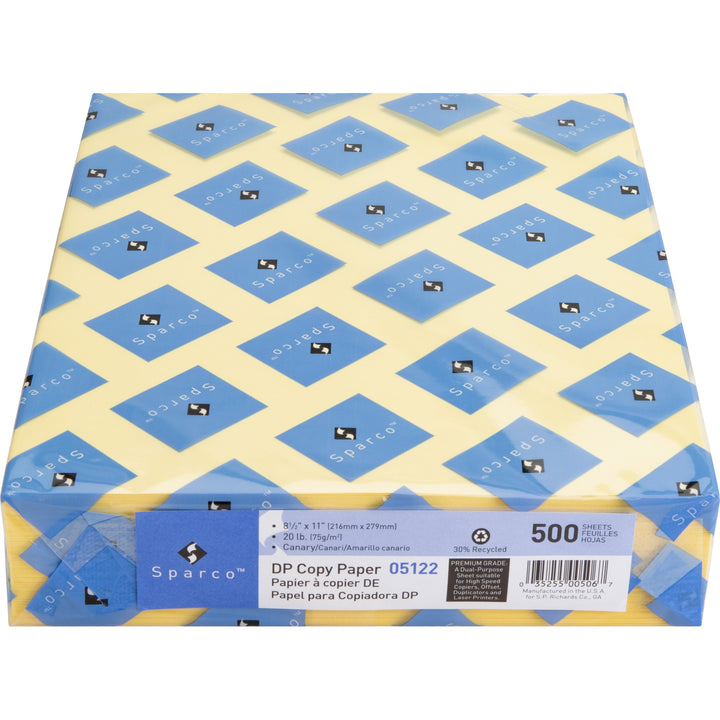 Image of Sparco Premium Copy Paper, 20Lb, 8-1/2"x11", 500/RM, Canary