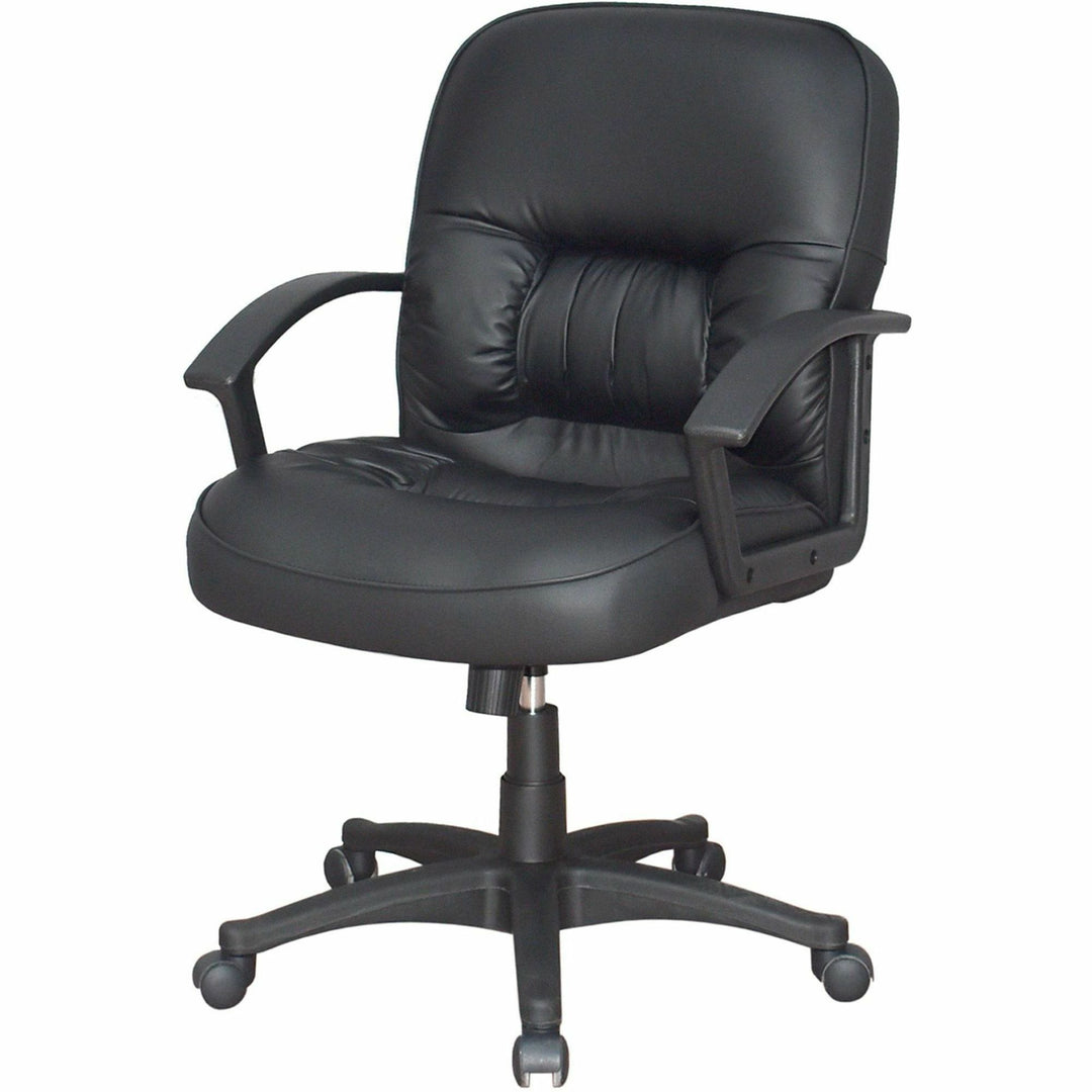 Image of Lorell Managerial Mid-Back Chair,25-3/4"x29"x38-1/2"-42",Black Lthr