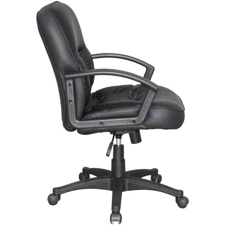 Image of Lorell Managerial Mid-Back Chair,25-3/4"x29"x38-1/2"-42",Black Lthr